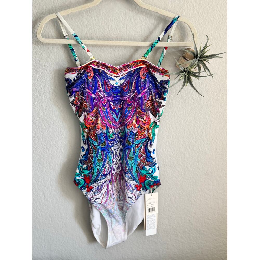 Gottex One-Piece Swimsuit Bandeau Removable Straps Multicolor SZ 8